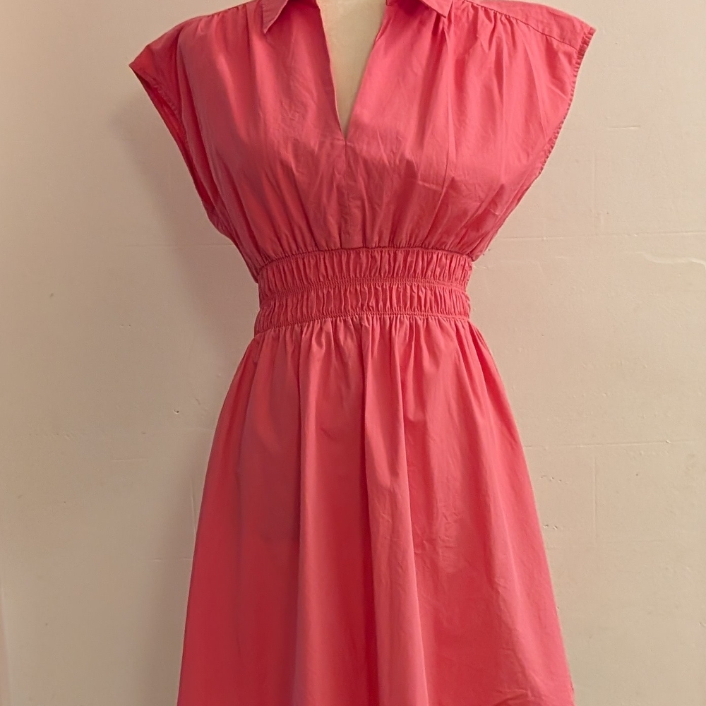 Pink Ruched Smocked Mini Sundress